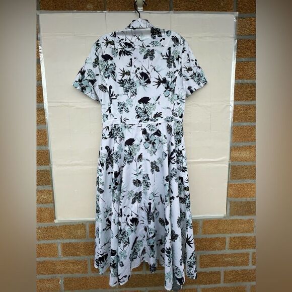 JASON WU COLLECTION Pleated floral-print cotton-poplin dress size 10 - Picture 13 of 16